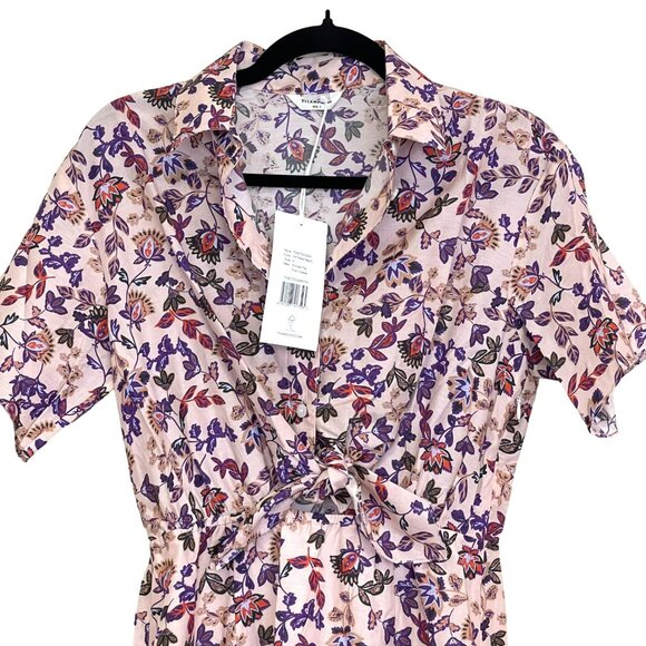 Thakoon Silk Cotton Tie Front Floral Midi Dress Size 4 NWT - Picture 2 of 7